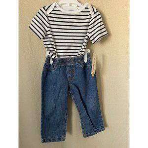 Cat & Jack Striped Single, Lil' Sneaker Single & Cat & Jack Jean Pants 3-Pc Set